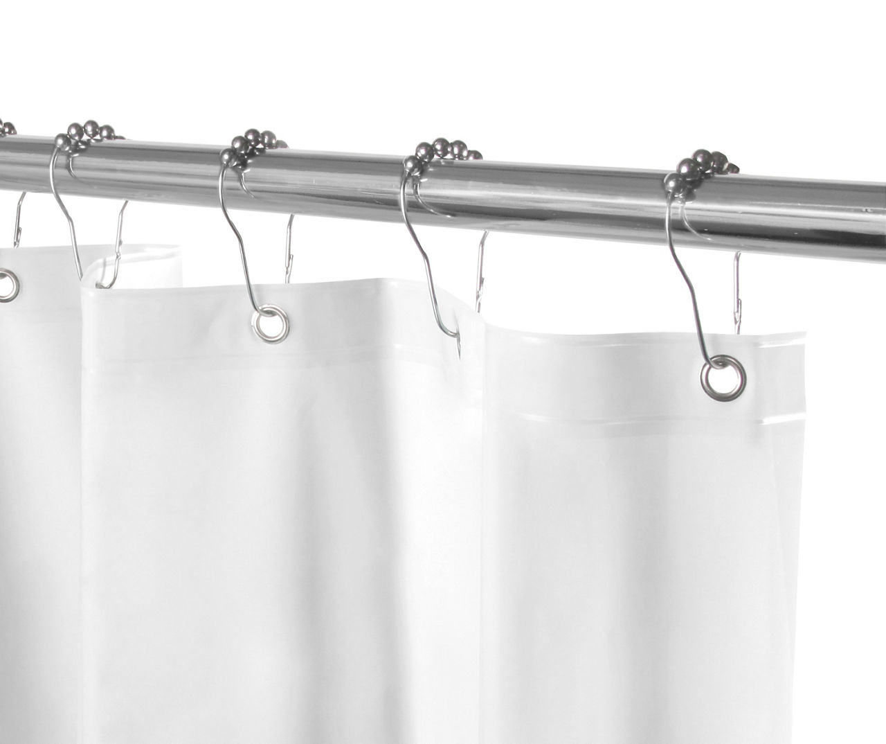 White Microban Medium-Weight PEVA Shower Liner, 2-Pack