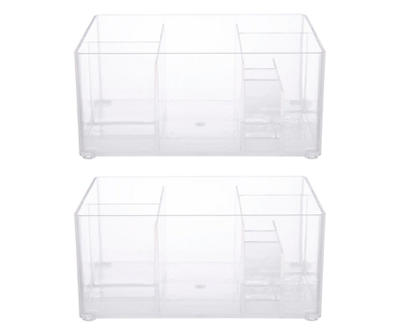 Storage Made Simple Clear 8-Compartment Drawer Organizer Bin, 2-Pack