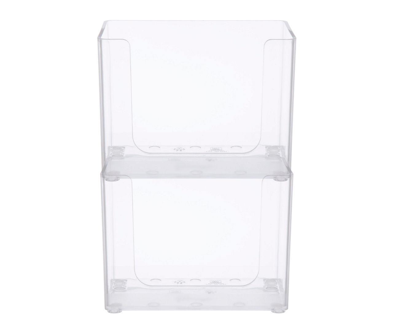 mDesign Plastic Office Storage Stack Organizer with Drawer, 2 Pack,  Black/Clear
