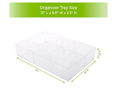 Storage Made Simple Clear 6-Compartment Drawer Organizer Tray