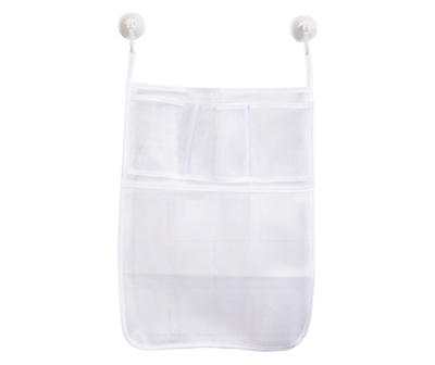 White Mesh 4-Pocket Hanging & Suction Shower Organizer Caddy