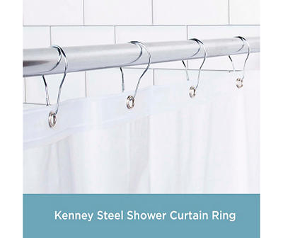 Chrome Steel Shower Curtain Rings, 12-Pack