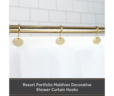 Resort Portfolio Maldives Modern Brass Steel Shower Curtain Hooks, 12-Pack
