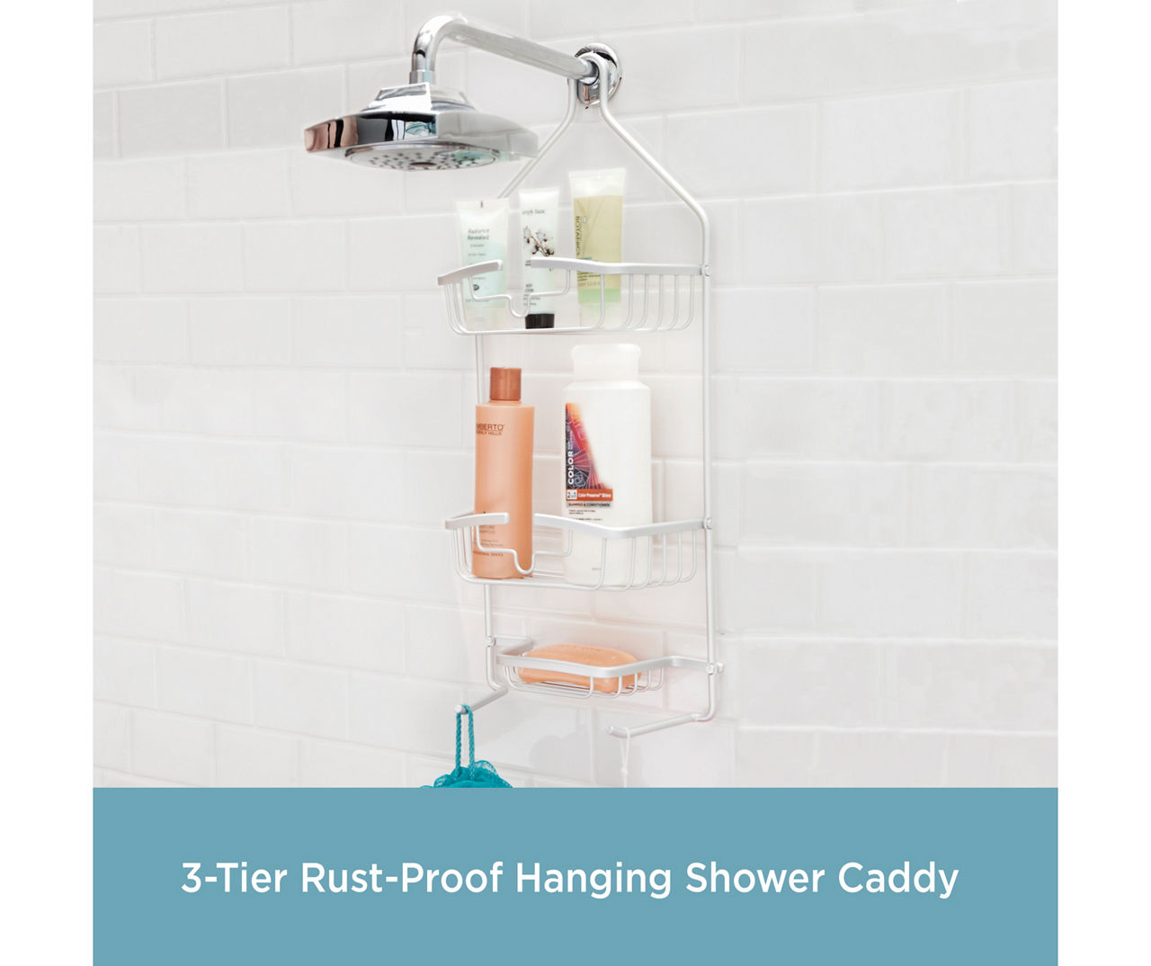 Rust-Resistant Heavy Duty 3-Tier Large Hanging Shower Caddy with
