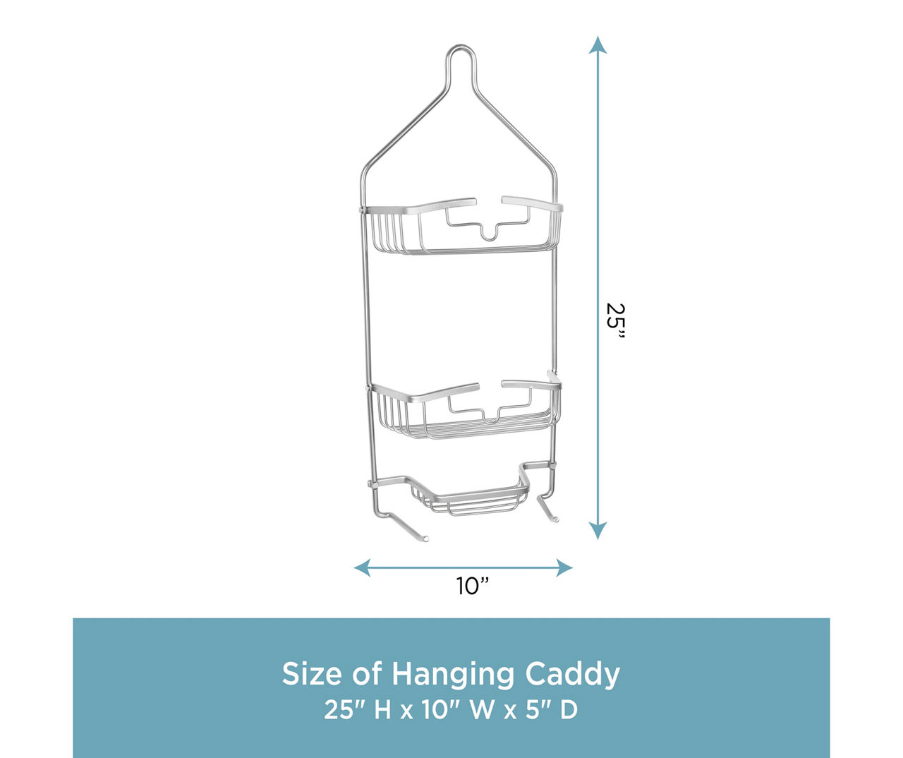 Kenney Matte Gray Aluminum 3-Tier Heavy-Duty Hanging Shower Caddy