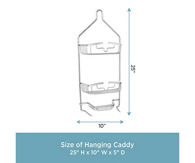 Matte Gray Aluminum 3-Tier Heavy-Duty Hanging Shower Caddy
