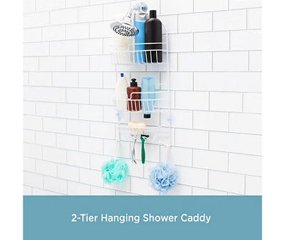 White 2-Tier Hanging Shower Caddy