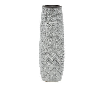 Gray Pattern Block Ceramic Vase