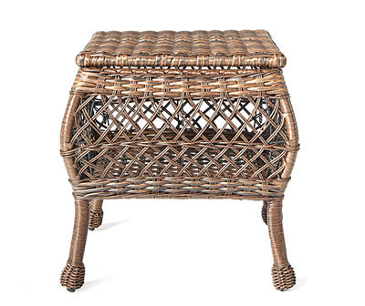 Harvest Run All-Weather Wicker Patio Storage Side Table