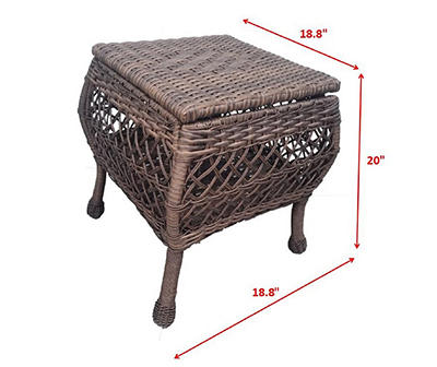 Harvest Run All-Weather Wicker Patio Storage Side Table