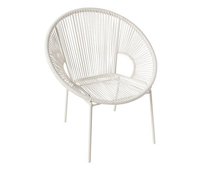 Coral Cables White All-Weather Wicker String Patio Stack Chair