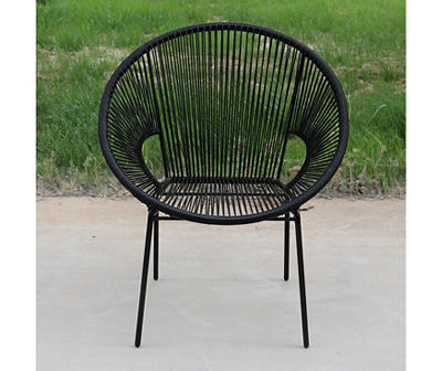 Coral Cables Black All-Weather Wicker String Patio Stack Chair