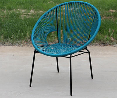 Coral Cables Blue All-Weather Wicker String Patio Stack Chair