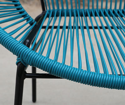Coral Cables Blue All-Weather Wicker String Patio Stack Chair