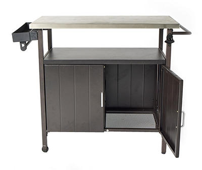 Silver & Charcoal Steel Patio Bar Cart Table
