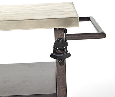 Silver & Brown Steel Patio Bar Cart Table