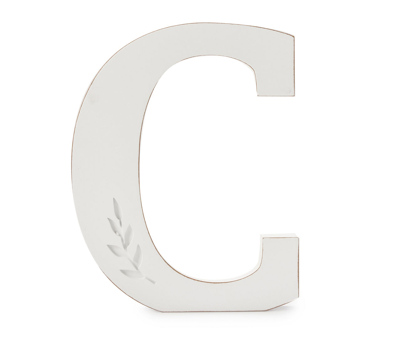 "C" White Leaf-Embossed Letter Tabletop Plaque
