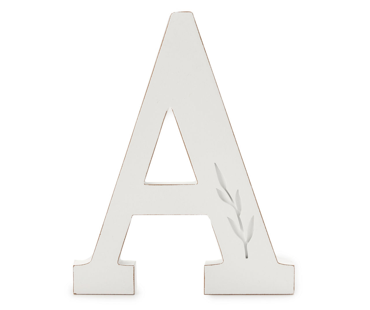 "A" White Leaf-Embossed Letter Tabletop Plaque