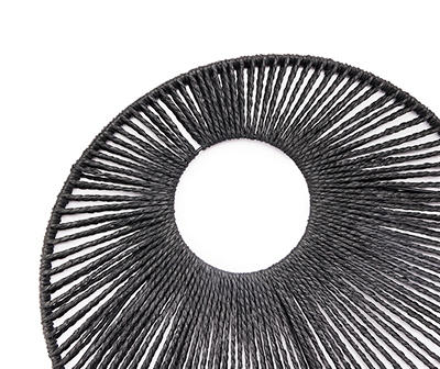 Black Asymmetrical Circle Rope-Wrapped 3-Piece Wall Décor Set