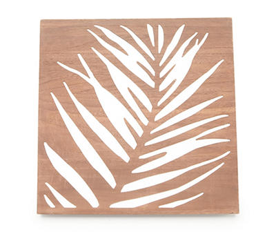 Brown & White Carved Palm Leaf Wall Plaque