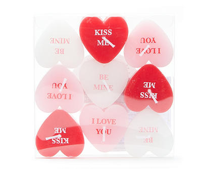 Pink & Red Candy Hearts Mini Tealight Candles, 9-Pack