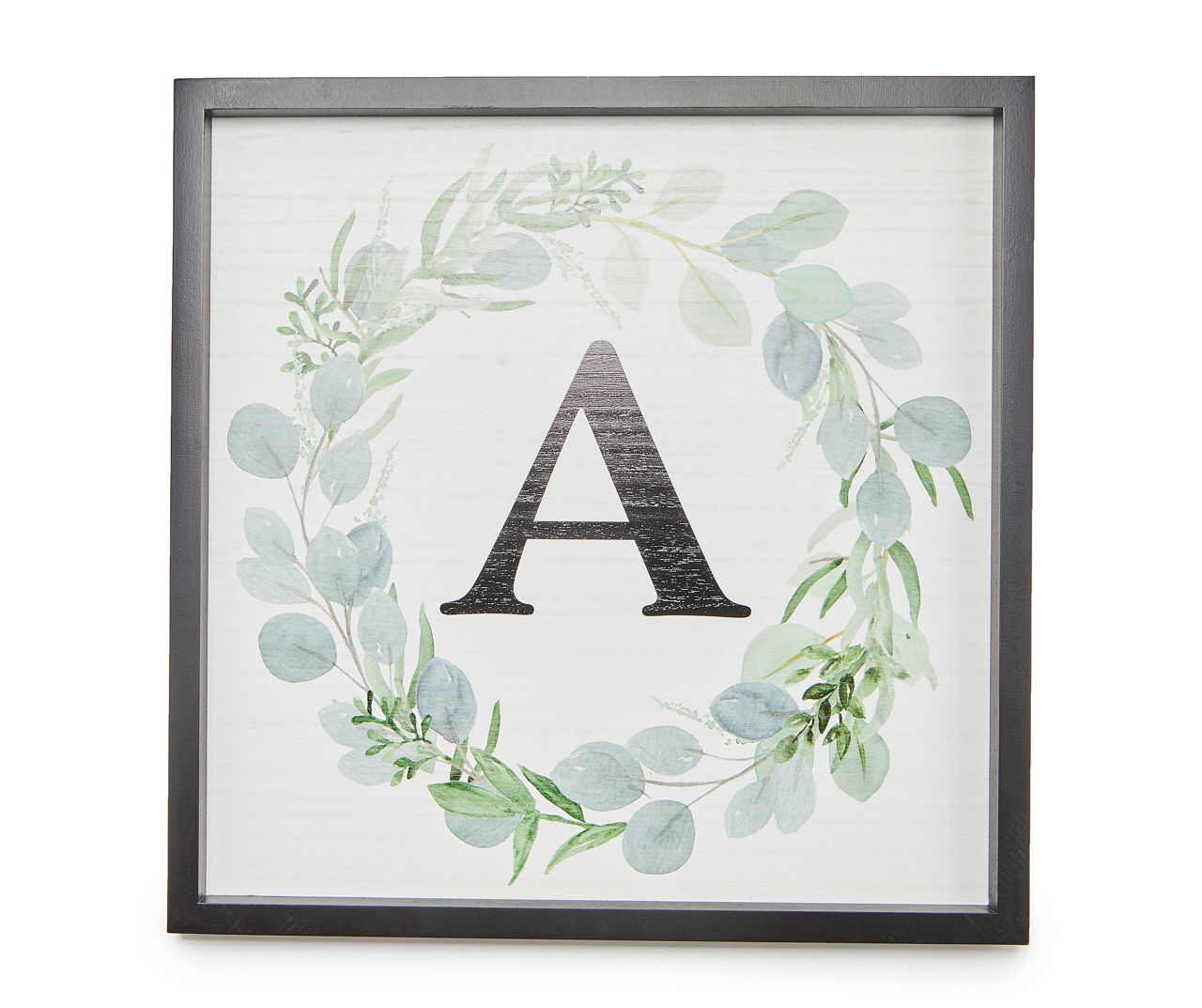 "A" White, Green & Black Wreath Initial Framed Wall Plaque