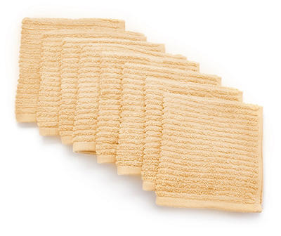 Semolina Yellow Textured-Stripe Washcloth, 8-Pack