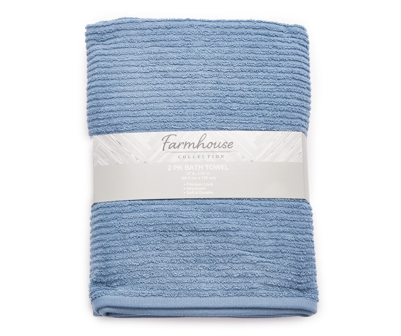 Windward Blue Textured-Stripe Bath Towel, 2-Pack | Big Lots