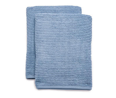 Windward Blue Textured-Stripe Bath Towel, 2-Pack