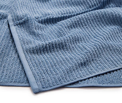 Windward Blue Textured-Stripe Bath Towel, 2-Pack