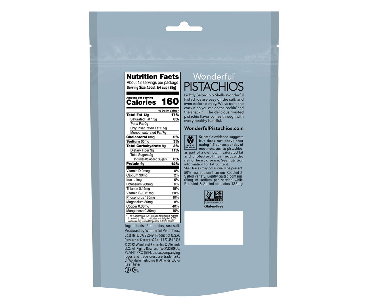 Lightly Salted Pistachios, No Shells, 12 Oz.