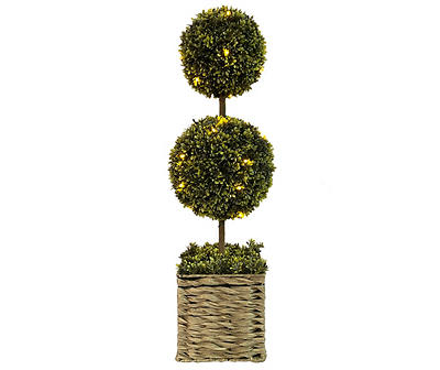 33" LED Double Ball Topiary in Plastic Basket