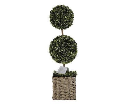 33" LED Double Ball Topiary in Plastic Basket