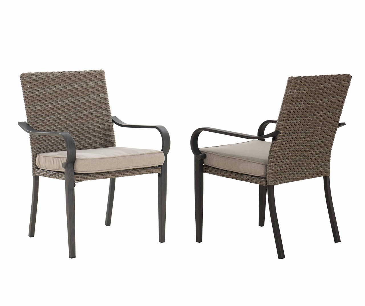 Yorktown Brown Wicker Cushioned Patio Dining Chairs, 2-Pack