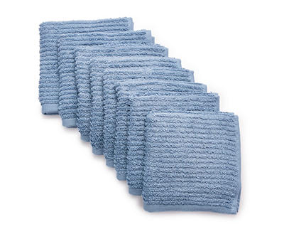 Windward Blue Textured-Stripe Washcloth, 8-Pack