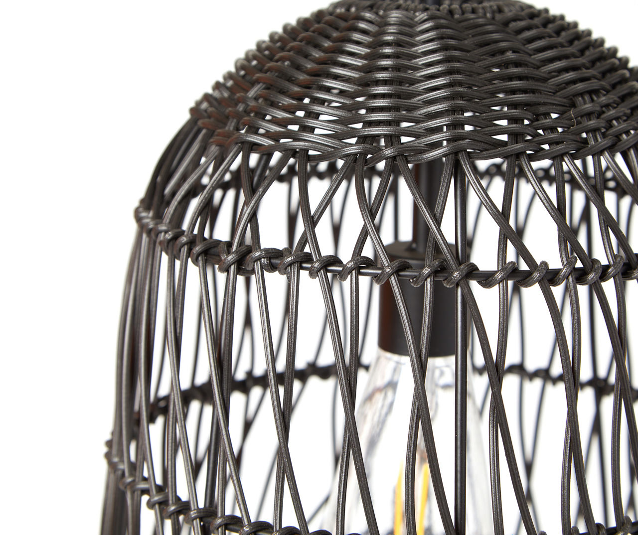 Black 2-Light LED Woven Battery-Operated Chandelier Set