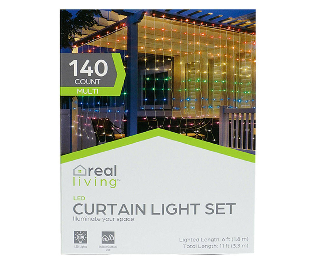 Real Living Multi-Color LED Curtain Light Set with White Wire, 140-Lights | Big Lots