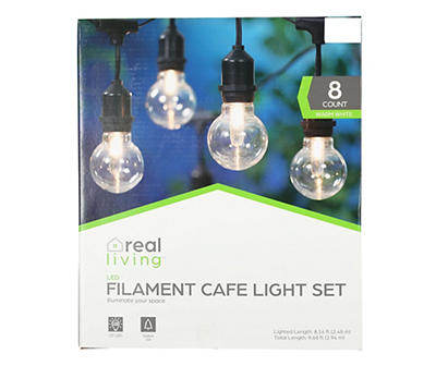 Warm White LED Filament Cafe Light Set, 8-Lights