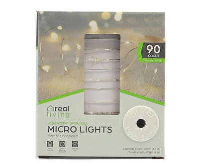 Warm White LED Battery-Operated Micro Light Set, 90-Lights