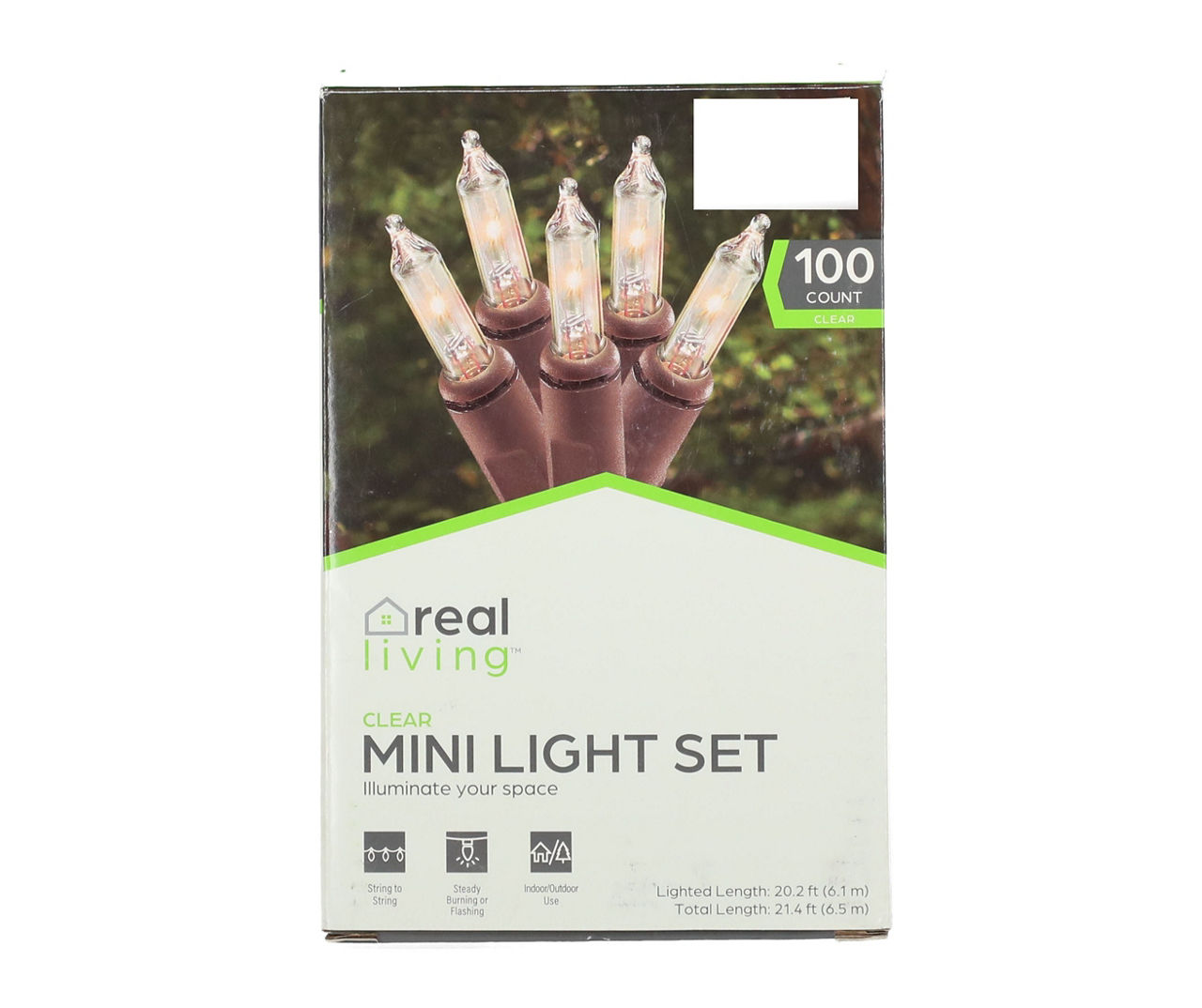 Clear Mini Light Set with Brown Wire, 100-Lights