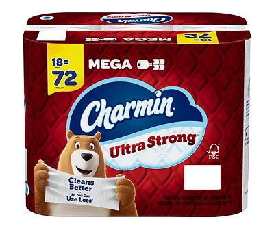 Charmin Ultra Strong Toilet Paper 18 Mega Roll, 242 Sheets Per Roll