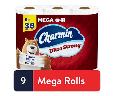 Ultra Strong Toilet Paper 9 Mega Rolls, 242 Sheets Per Roll