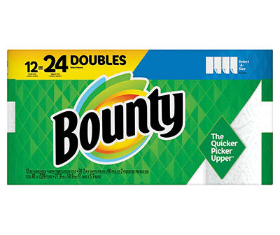 Bounty Select-A-Size Paper Towels, White, 12 Double Rolls = 24 Regular Rolls, 12 Count