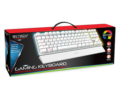 Bytech White Multi-Color LED Gaming Keyboard with Wrist Pad