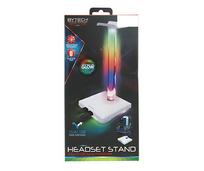 Bytech White Light-Up Headset Stand with 2 USB Ports