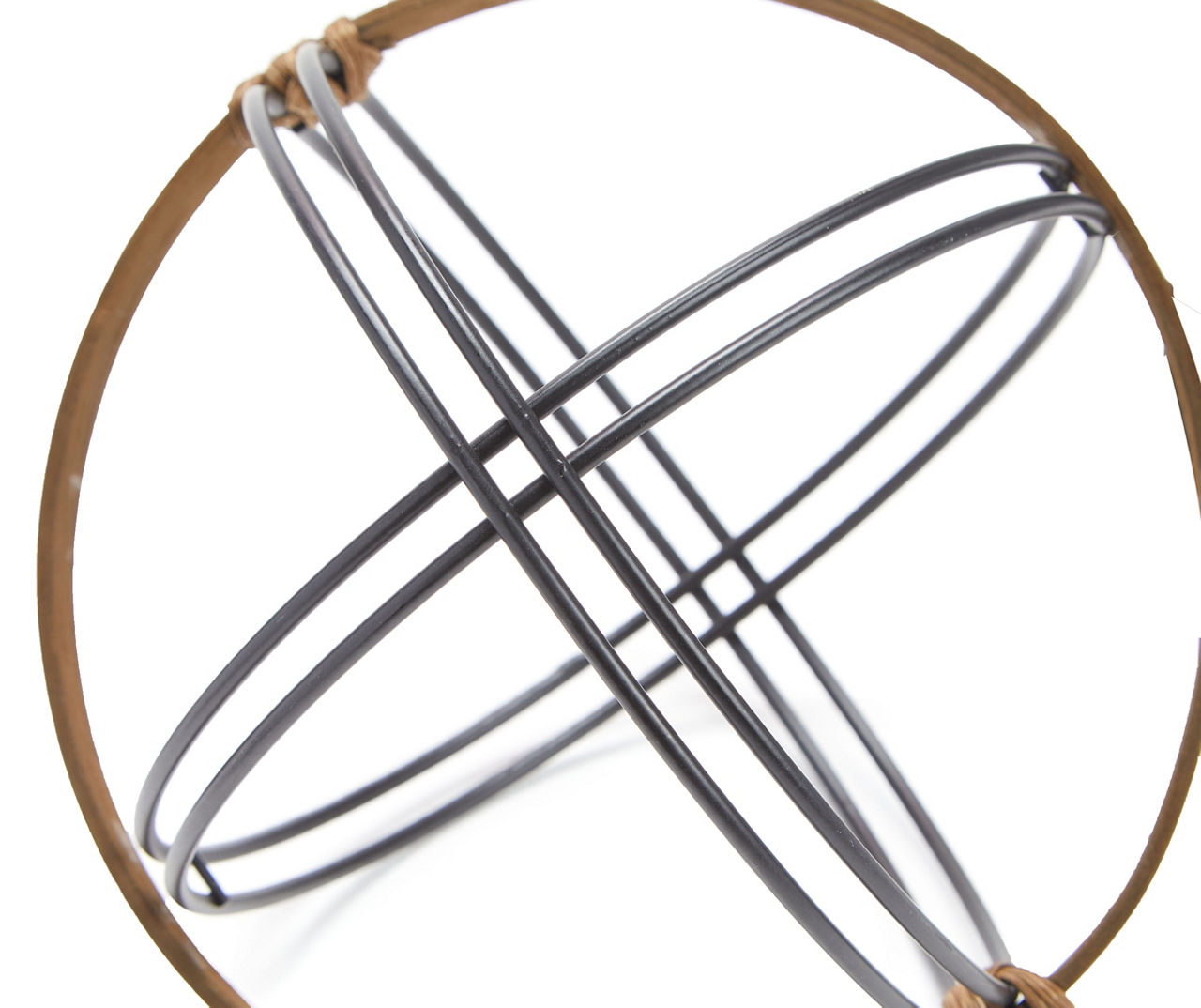 Brown & Black Wood & Metal Decorative Orb