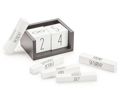Gray & White Wood Block Calendar