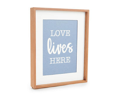 "Love Lives Here" Navy & White Framed Wall Plaque