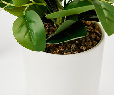 Green Artificial Mini Plant Arrangement With White Ceramic Pot