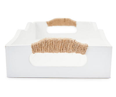 White Jute-Wrapped Handled Tray